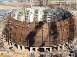 Ленинградская АЭС: завершена сборка конструкций купола внутренней защитной оболочки здания реактора энергоблока №2 ВВЭР-1200 