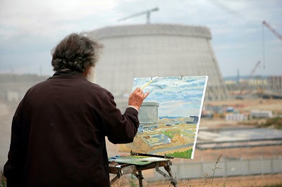Курская АЭС-2: курские художники запечатлели строящиеся энергоблоки ВВЭР-ТОИ в масле
